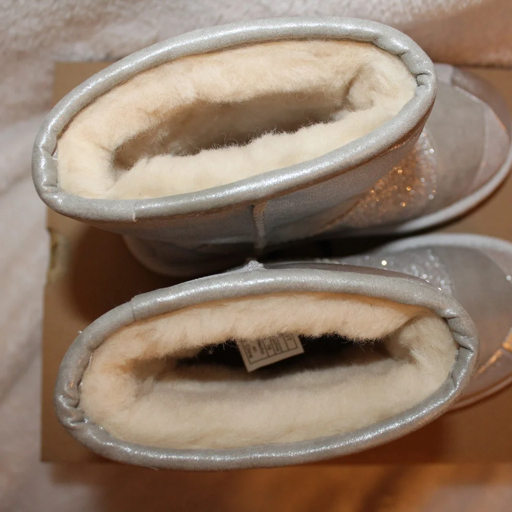 UGG TODDLER PATCHWORK LEATHER BOOTS‎ NEW SILVER
